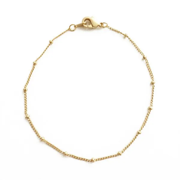 Quinci Beaded Chain Bracelet - Adjustable, 24k Gold, Rose Gold, Rhodium Plated
