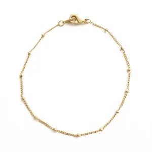 Quinci Beaded Chain Bracelet - Adjustable, 24k Gold, Rose Gold, Rhodium Plated