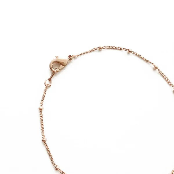 Quinci Beaded Chain Bracelet - Adjustable, 24k Gold, Rose Gold, Rhodium Plated
