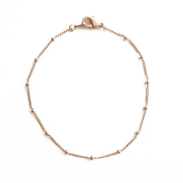 Quinci Beaded Chain Bracelet - Adjustable, 24k Gold, Rose Gold, Rhodium Plated