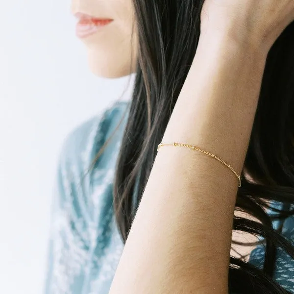 Quinci Beaded Chain Bracelet - Adjustable, 24k Gold, Rose Gold, Rhodium Plated