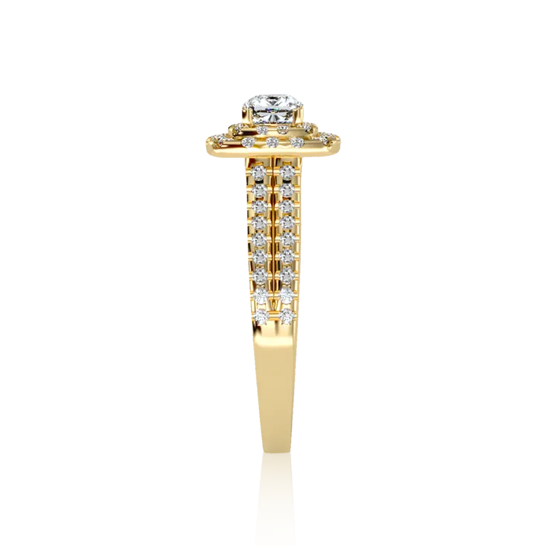 "Love Story" Halo Engagement Gold ring