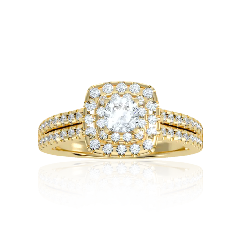 "Love Story" Halo Engagement Gold ring