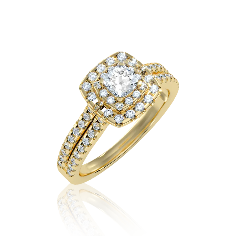 "Love Story" Halo Engagement Gold ring