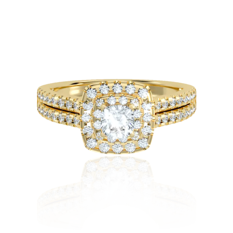 "Love Story" Halo Engagement Gold ring