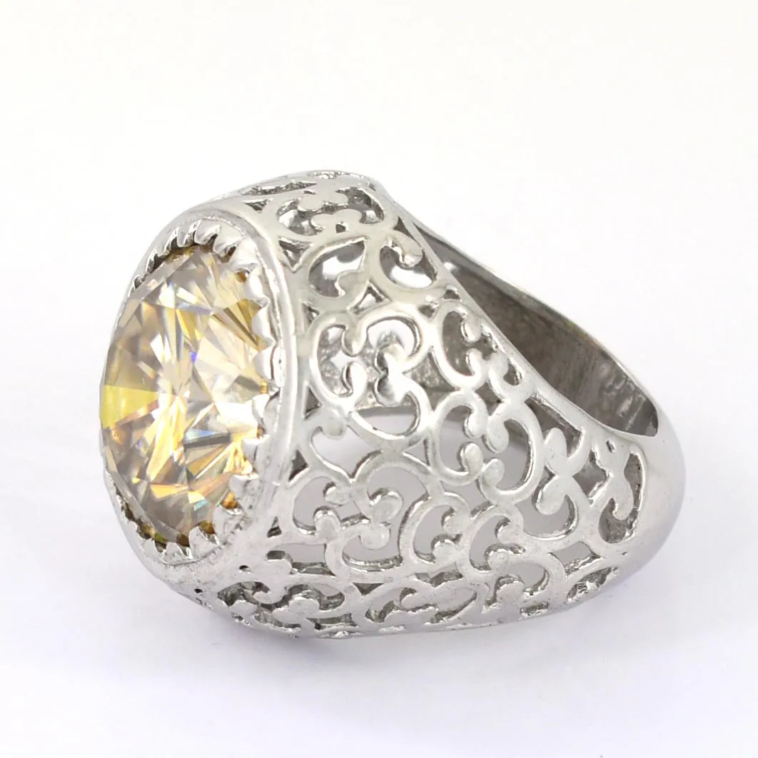 RARE & Huge 10 Ct Champagne Diamond Ring. Amazing Shine & Luster WATCH VIDEO