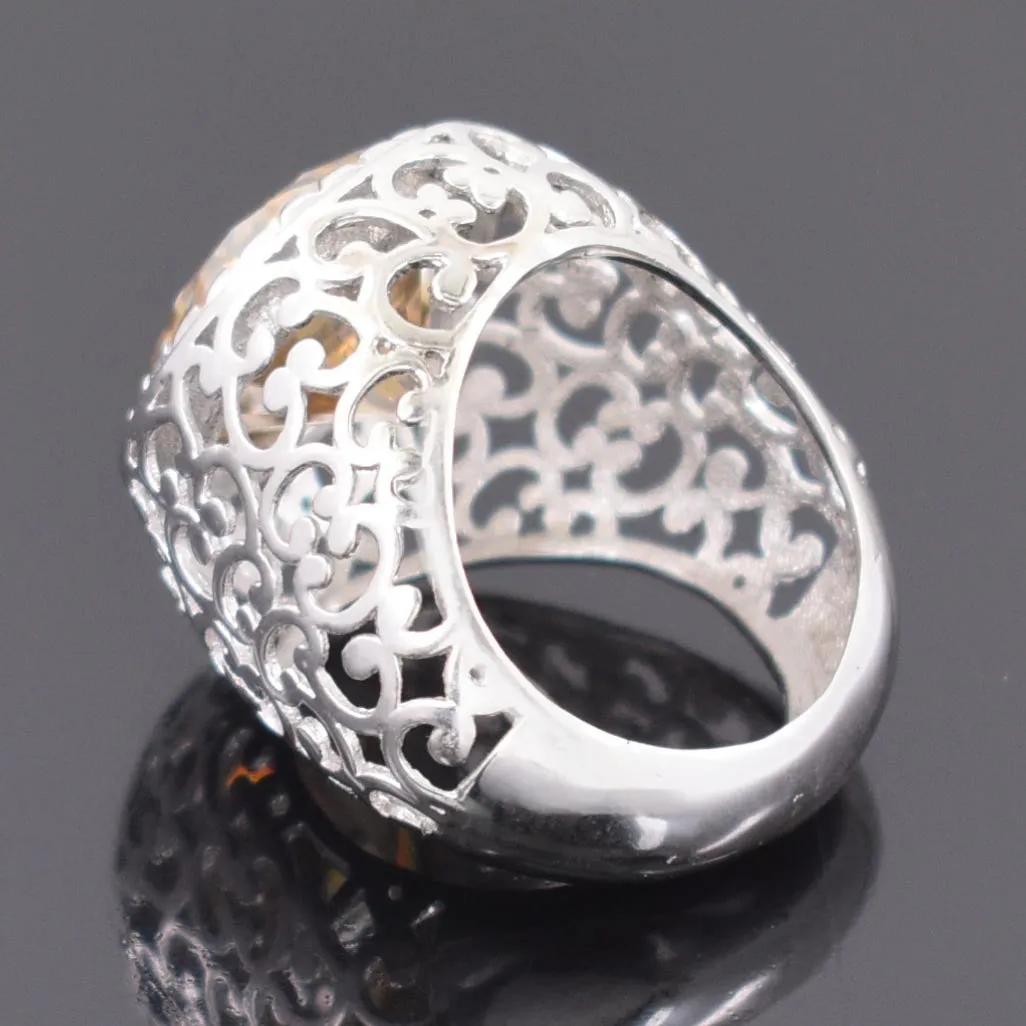 RARE & Huge 10 Ct Champagne Diamond Ring. Amazing Shine & Luster WATCH VIDEO