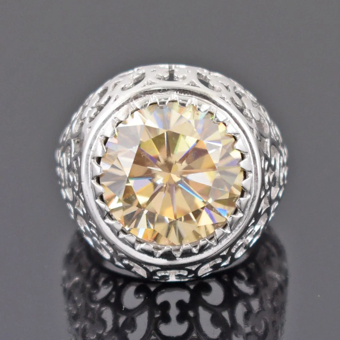 RARE & Huge 10 Ct Champagne Diamond Ring. Amazing Shine & Luster WATCH VIDEO