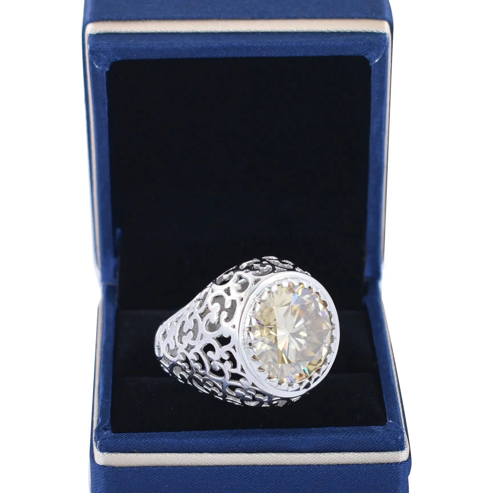 RARE & Huge 10 Ct Champagne Diamond Ring. Amazing Shine & Luster WATCH VIDEO