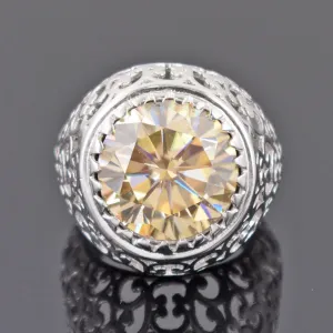 RARE & Huge 10 Ct Champagne Diamond Ring. Amazing Shine & Luster WATCH VIDEO