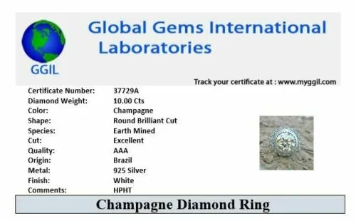RARE & Huge 10 Ct Champagne Diamond Ring. Amazing Shine & Luster WATCH VIDEO