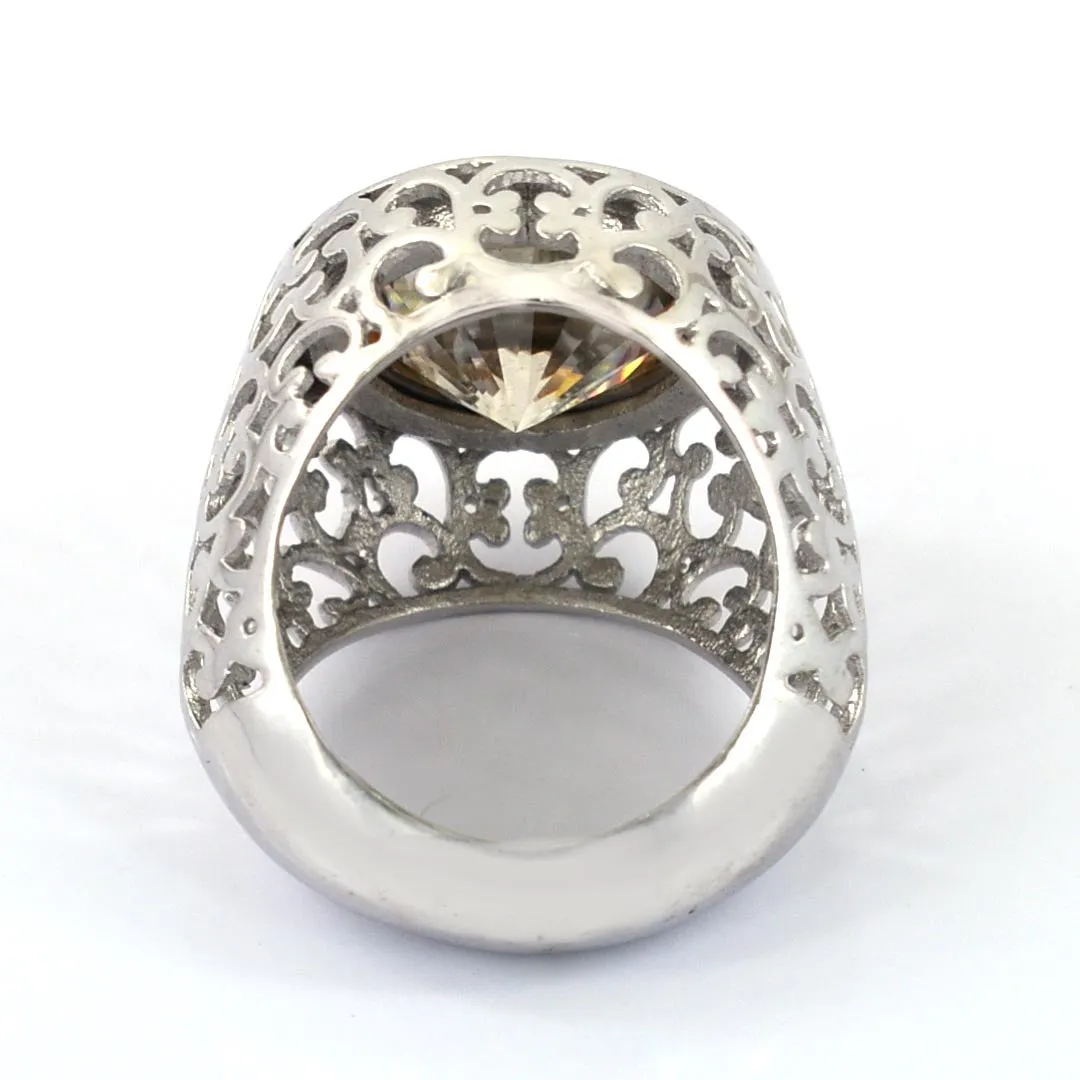 RARE & Huge 10 Ct Champagne Diamond Ring. Amazing Shine & Luster WATCH VIDEO