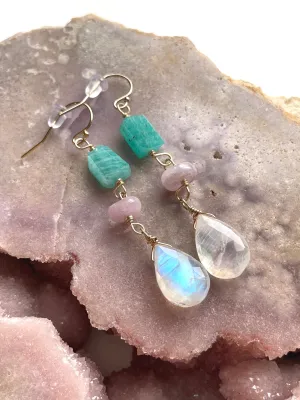 Raw Crystal Dangle Earrings