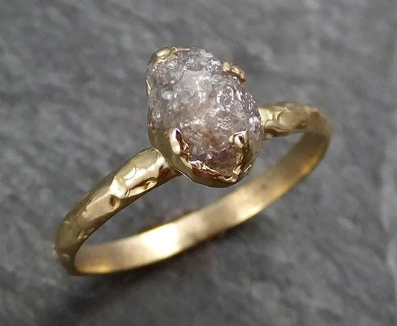 raw diamond engagement ring rough uncut diamond solitaire recycled 14k gold conflict free diamond wedding promise byangeline 0297 Alternative Engagement