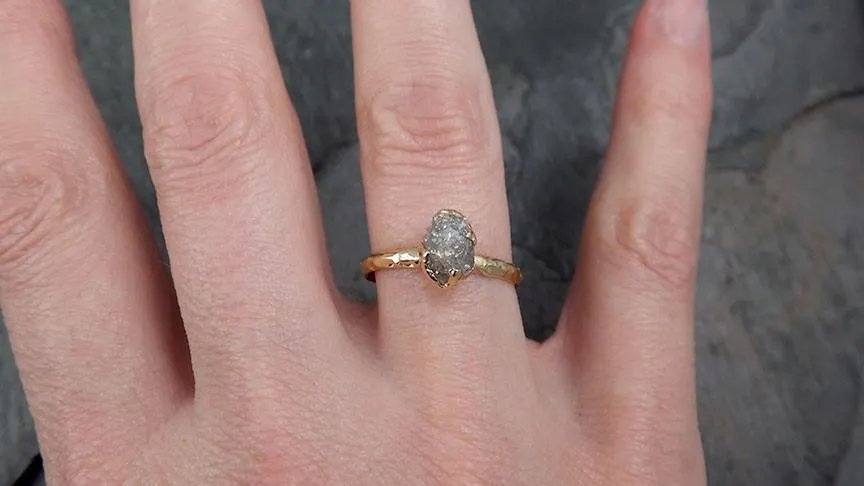 raw diamond engagement ring rough uncut diamond solitaire recycled 14k gold conflict free diamond wedding promise byangeline 0297 Alternative Engagement