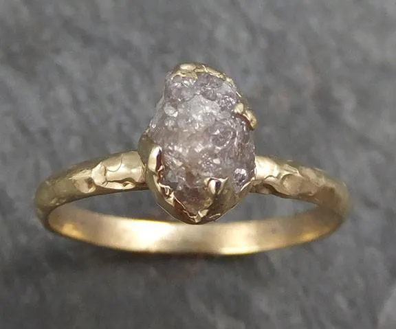 raw diamond engagement ring rough uncut diamond solitaire recycled 14k gold conflict free diamond wedding promise byangeline 0297 Alternative Engagement