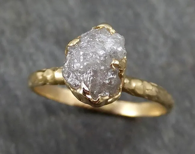 raw diamond engagement ring rough uncut diamond solitaire recycled 14k gold conflict free diamond wedding promise byangeline 0321 Alternative Engagement