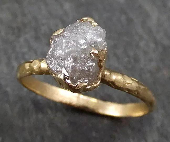 raw diamond engagement ring rough uncut diamond solitaire recycled 14k gold conflict free diamond wedding promise byangeline 0321 Alternative Engagement