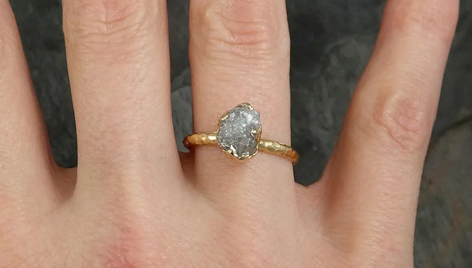 raw diamond engagement ring rough uncut diamond solitaire recycled 14k gold conflict free diamond wedding promise byangeline 0321 Alternative Engagement