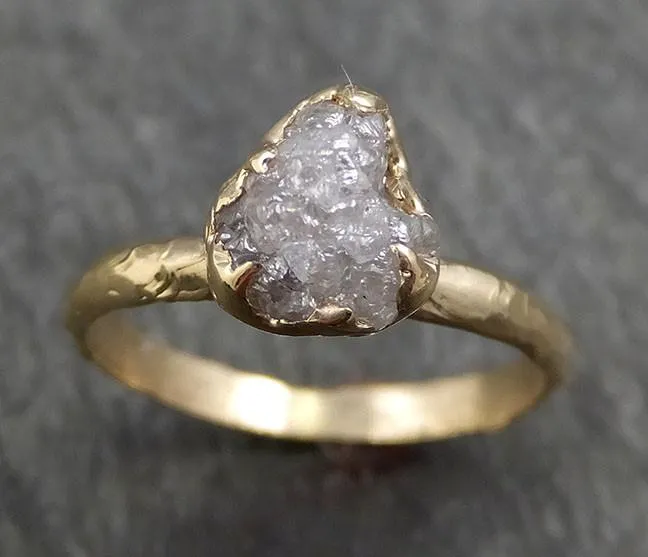 raw diamond engagement ring rough uncut diamond solitaire recycled 14k gold conflict free diamond wedding promise byangeline 0427 Alternative Engagement