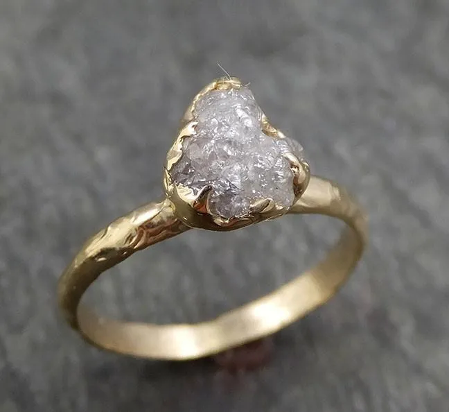 raw diamond engagement ring rough uncut diamond solitaire recycled 14k gold conflict free diamond wedding promise byangeline 0427 Alternative Engagement