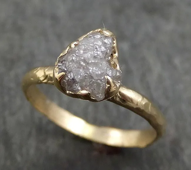 raw diamond engagement ring rough uncut diamond solitaire recycled 14k gold conflict free diamond wedding promise byangeline 0427 Alternative Engagement