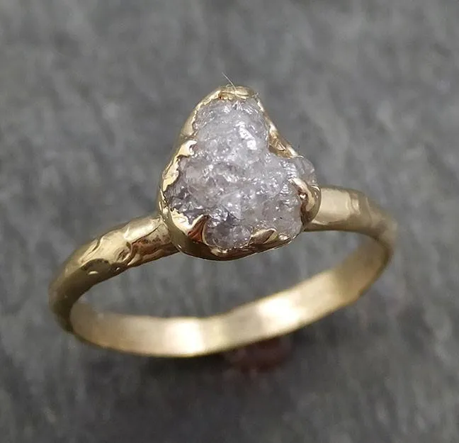 raw diamond engagement ring rough uncut diamond solitaire recycled 14k gold conflict free diamond wedding promise byangeline 0427 Alternative Engagement