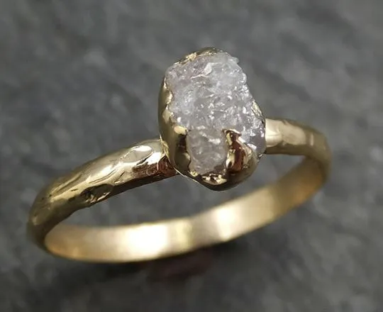 raw diamond engagement ring rough uncut diamond solitaire recycled 14k gold conflict free diamond wedding promise byangeline 0429 Alternative Engagement