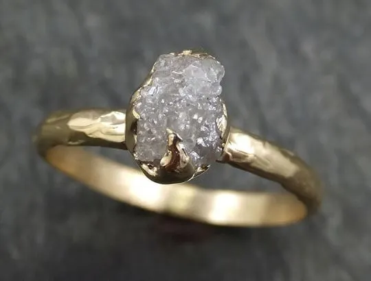 raw diamond engagement ring rough uncut diamond solitaire recycled 14k gold conflict free diamond wedding promise byangeline 0429 Alternative Engagement