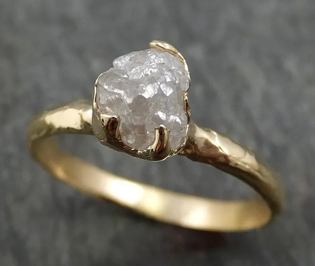 raw diamond engagement ring rough uncut diamond solitaire recycled 14k gold conflict free diamond wedding promise byangeline 0430 Alternative Engagement