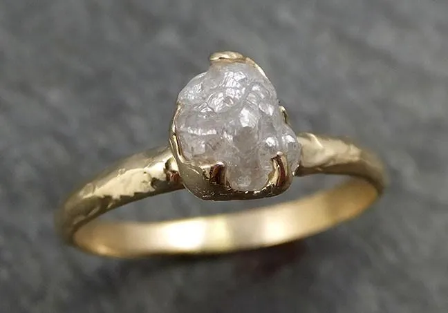 raw diamond engagement ring rough uncut diamond solitaire recycled 14k gold conflict free diamond wedding promise byangeline 0430 Alternative Engagement