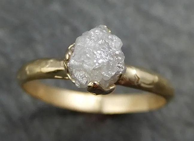 raw diamond engagement ring rough uncut diamond solitaire recycled 14k gold conflict free diamond wedding promise byangeline 0432 Alternative Engagement