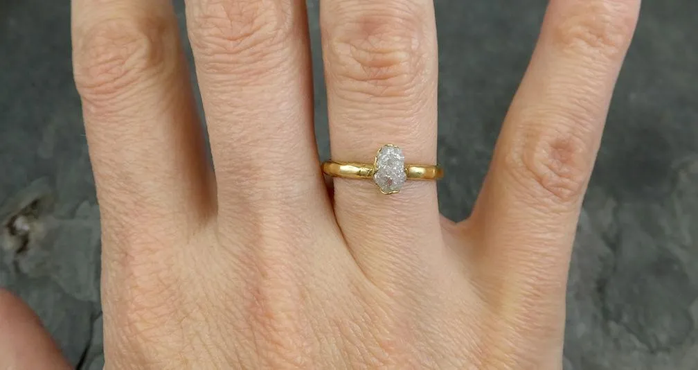 raw diamond engagement ring rough uncut diamond solitaire recycled 14k gold conflict free diamond wedding promise byangeline 0649 Alternative Engagement