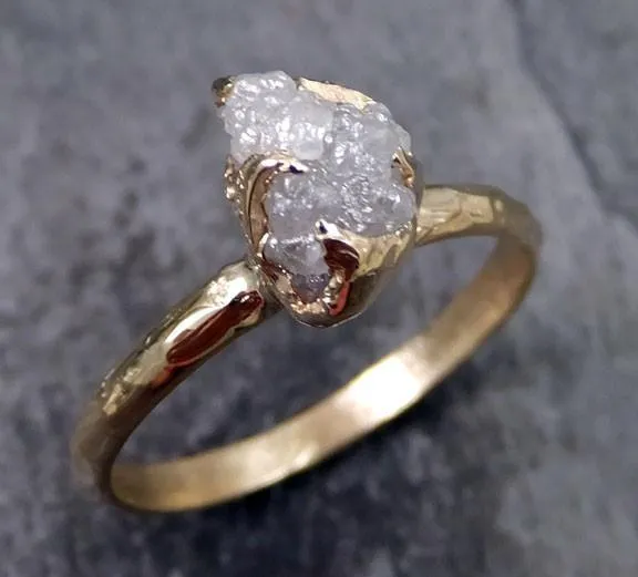 raw diamond engagement ring rough uncut diamond solitaire recycled 14k gold conflict free diamond wedding promise byangeline Alternative Engagement