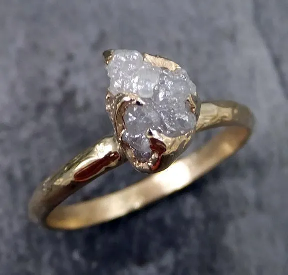 raw diamond engagement ring rough uncut diamond solitaire recycled 14k gold conflict free diamond wedding promise byangeline Alternative Engagement