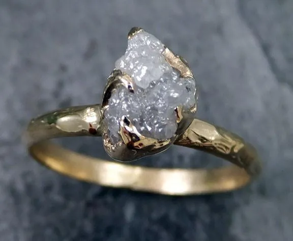 raw diamond engagement ring rough uncut diamond solitaire recycled 14k gold conflict free diamond wedding promise byangeline Alternative Engagement