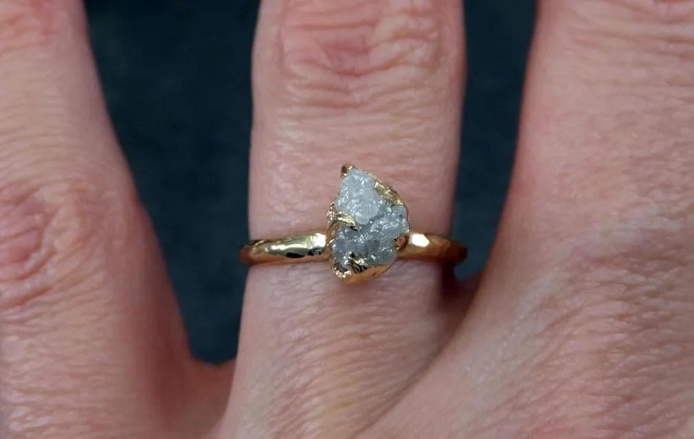 raw diamond engagement ring rough uncut diamond solitaire recycled 14k gold conflict free diamond wedding promise byangeline Alternative Engagement