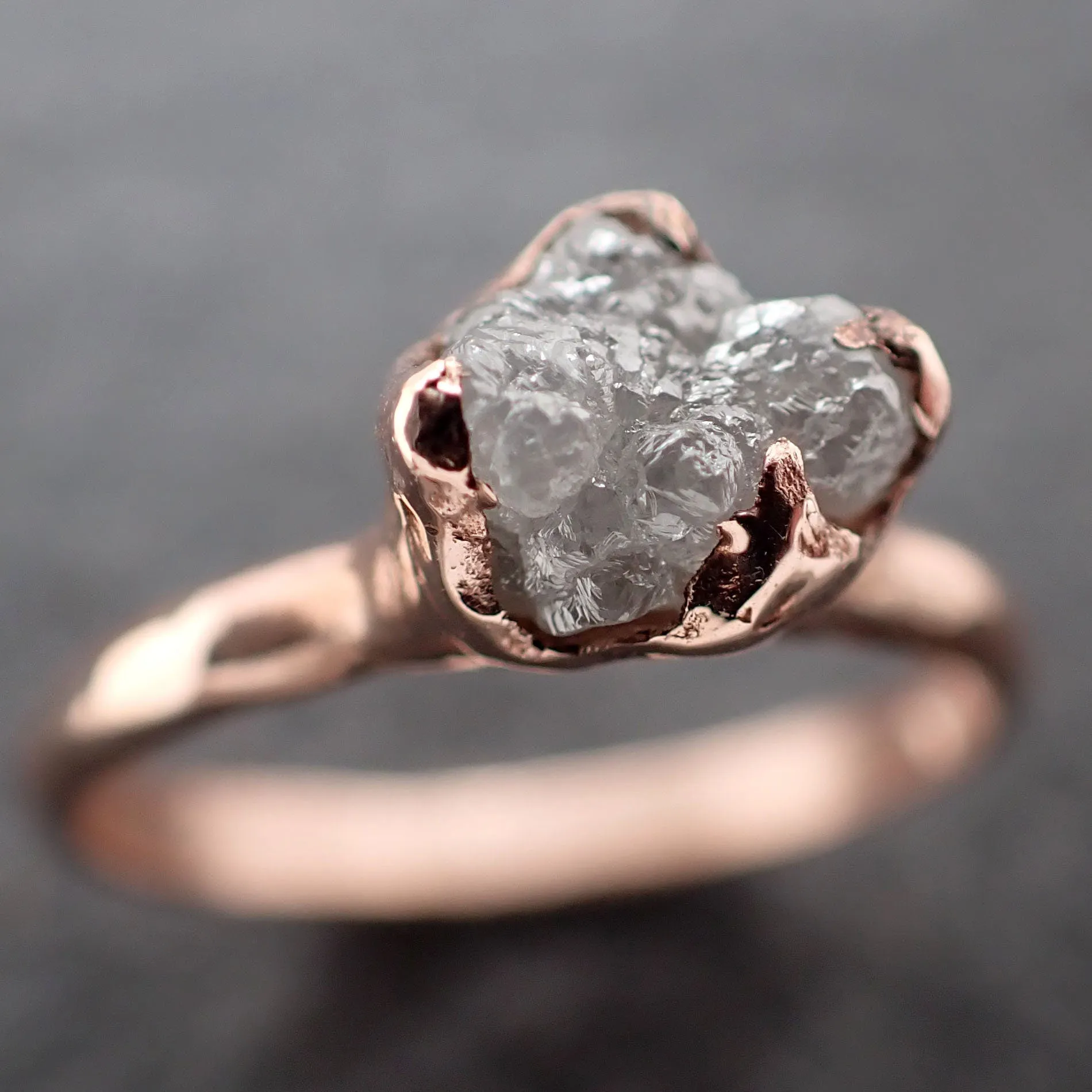 Raw Diamond Engagement Ring Rough Uncut Diamond Solitaire Recycled 14k Rose gold Conflict Free Diamond Wedding Promise 3111