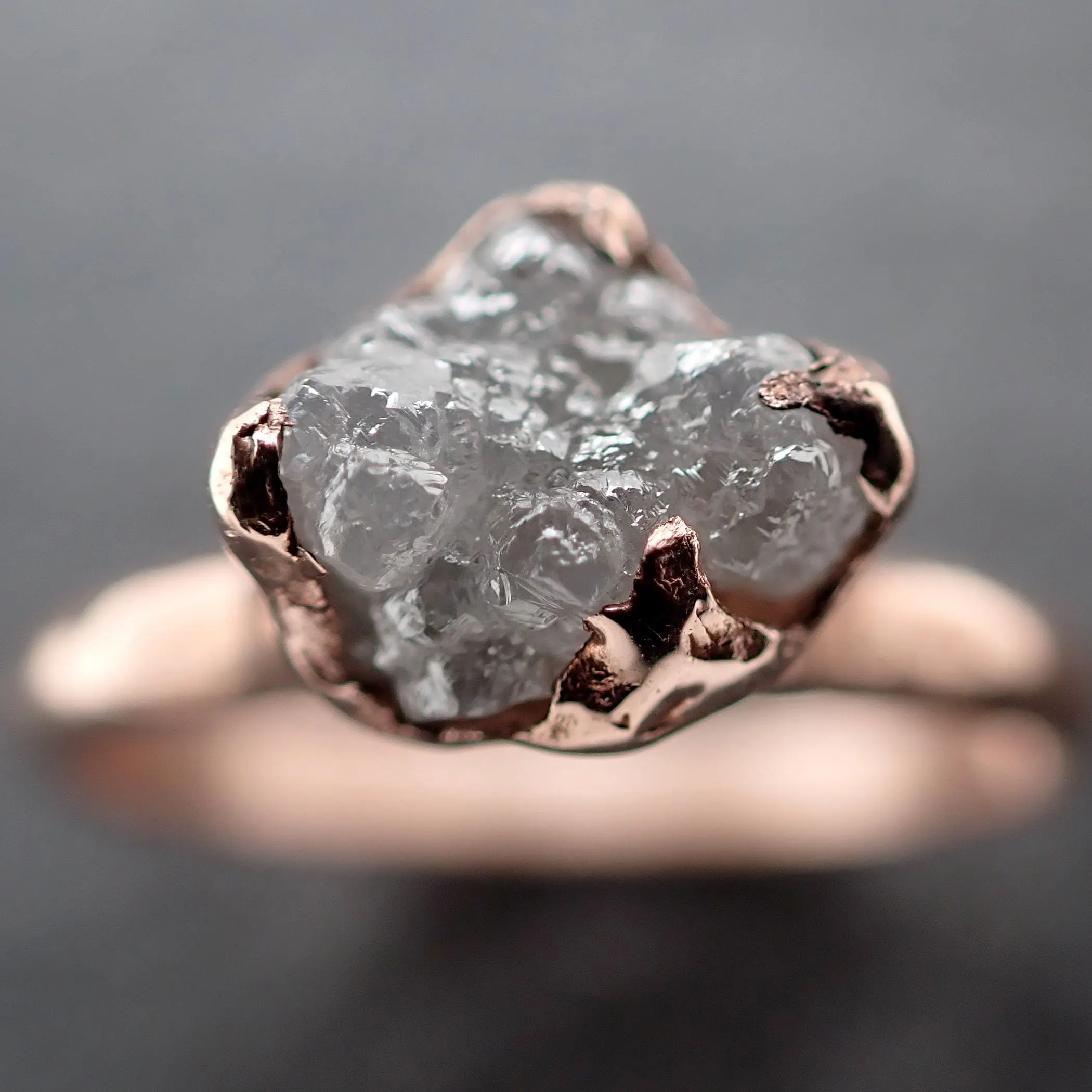 Raw Diamond Engagement Ring Rough Uncut Diamond Solitaire Recycled 14k Rose gold Conflict Free Diamond Wedding Promise 3111