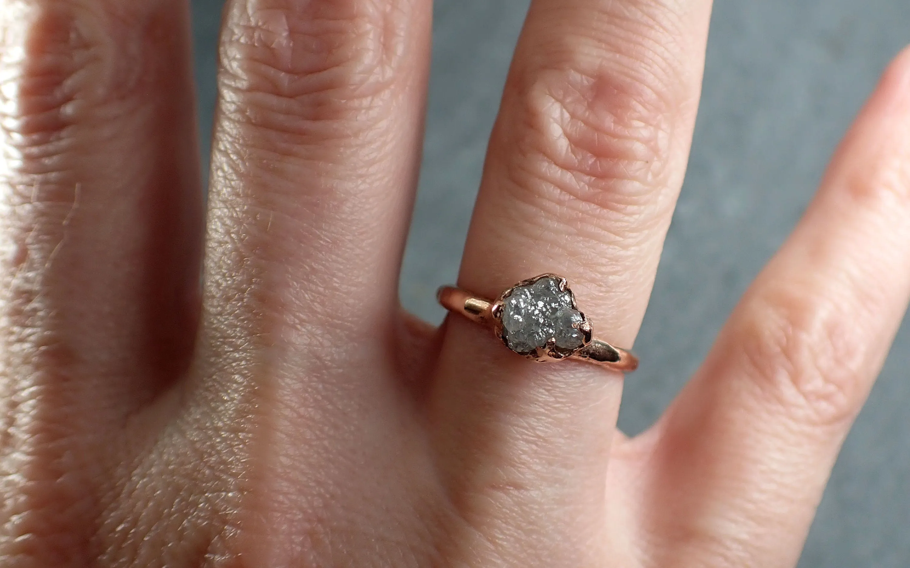 Raw Diamond Engagement Ring Rough Uncut Diamond Solitaire Recycled 14k Rose gold Conflict Free Diamond Wedding Promise 3111