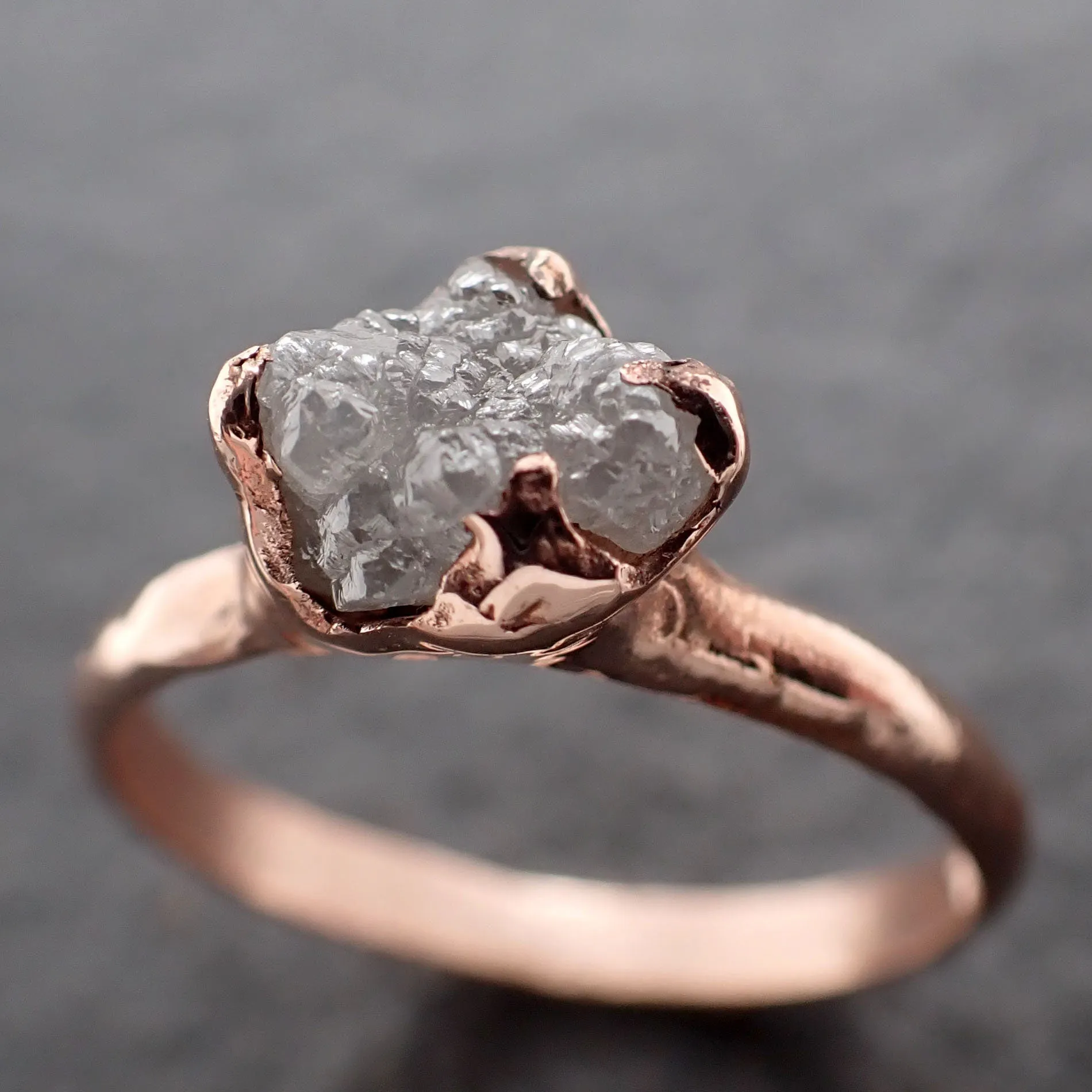 Raw Diamond Engagement Ring Rough Uncut Diamond Solitaire Recycled 14k Rose gold Conflict Free Diamond Wedding Promise 3111