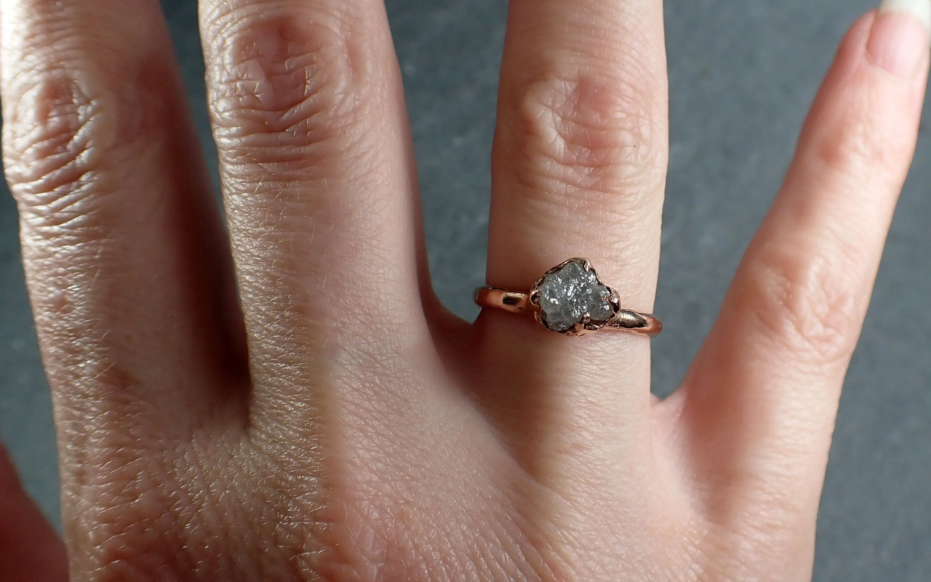 Raw Diamond Engagement Ring Rough Uncut Diamond Solitaire Recycled 14k Rose gold Conflict Free Diamond Wedding Promise 3111