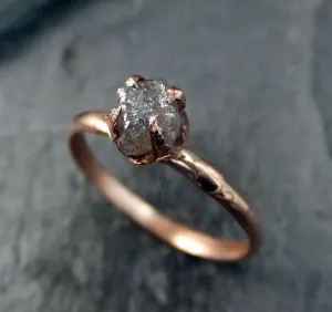 raw diamond engagement ring rough uncut diamond solitaire recycled 14k rose gold conflict free diamond wedding promise by angeline Alternative Engagement