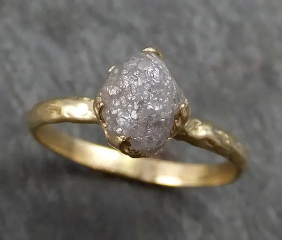 raw diamond engagement ring rough uncut diamond solitaire recycled 14k yellow gold conflict free diamond wedding promise byangeline 0299 Alternative Engagement