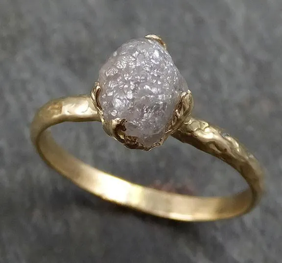 raw diamond engagement ring rough uncut diamond solitaire recycled 14k yellow gold conflict free diamond wedding promise byangeline 0299 Alternative Engagement
