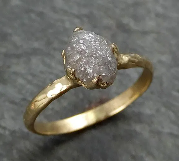 raw diamond engagement ring rough uncut diamond solitaire recycled 14k yellow gold conflict free diamond wedding promise byangeline 0299 Alternative Engagement