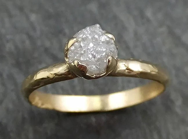 raw diamond engagement ring rough uncut diamond solitaire recycled 14k yellow gold conflict free diamond wedding promise byangeline 0412 Alternative Engagement