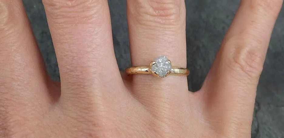 raw diamond engagement ring rough uncut diamond solitaire recycled 14k yellow gold conflict free diamond wedding promise byangeline 0412 Alternative Engagement