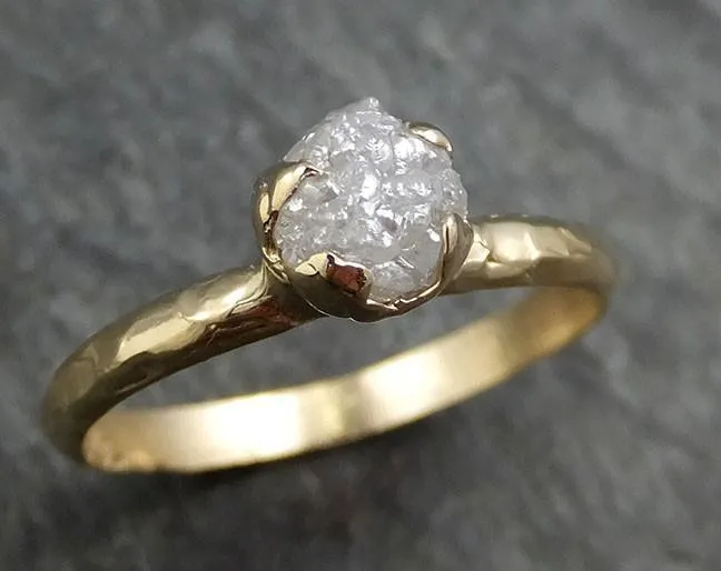 raw diamond engagement ring rough uncut diamond solitaire recycled 14k yellow gold conflict free diamond wedding promise byangeline 0412 Alternative Engagement