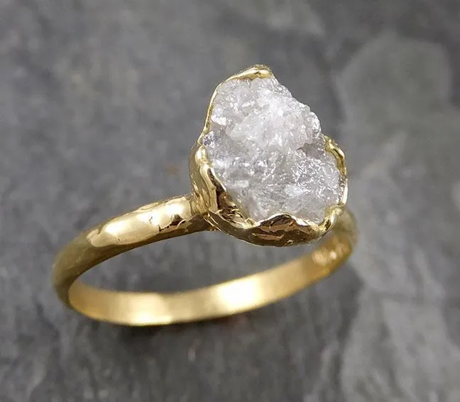 raw diamond engagement ring rough uncut diamond solitaire recycled 18k yellow gold conflict free diamond wedding promise 1313 Alternative Engagement